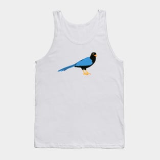 YUCATAN JAY Hand Cut Paper Bird Blue Black Yellow and Orange Crow Tank Top